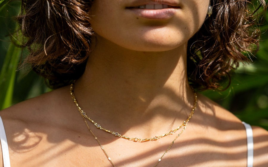 Zirconia and detailed links chain necklace