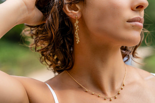 Round drop falls charms earrings