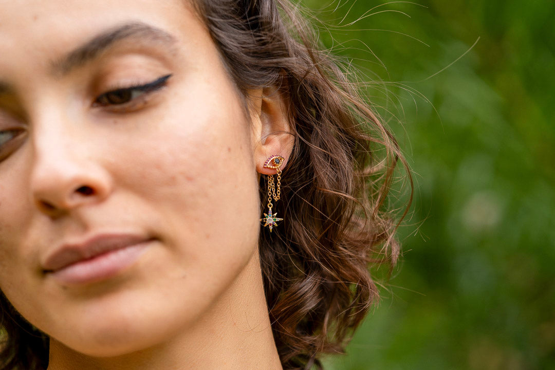 Evil eye lucky charm earrings